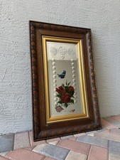 Reverse-Painted Glass Dome Table Lamp with Floral Rose & Pansy Motif — listing 4