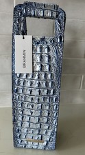 Brahmin Croc-Embossed Leather Wine Bottle Carrier Bag in Gray