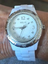 Relic Women's White Silicone Band Crystal-Accent Quartz Watch, Model ZR11898 — listing 2