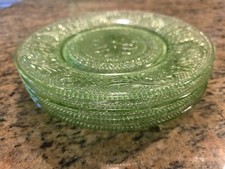 Indiana Glass Tiara Chantilly Green Sandwich Pattern Dinner Plate 10¼"