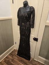 Miss Ord Black Sequin Off-Shoulder Long Sleeve Mermaid Evening Gown — listing 3