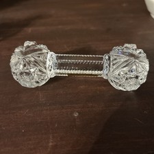Antique Cut Crystal Glass Knife Rest, Dumbbell Form with Hobnail & Diamond Cutting — listing 4