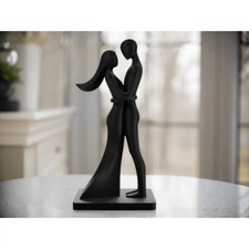 Postmodern Ceramic Abstract Embracing Couple Sculpture, Blush Pink, ~20" Tall — listing 6