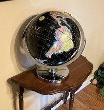 Vintage Tabletop World Globe on Turned Wood Stand with Full Brass Meridian Ring — listing 4