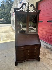 Vintage Early American Style Maple Secretary Desk with Hutch Top — listing 2