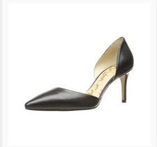 Sam Edelman Telsa Black Suede d'Orsay Pointed-Toe Pumps
