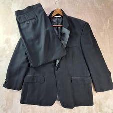 Versini Black 100% Wool 3-Piece Tuxedo with Suspenders, Peak Lapel 44L — listing 3
