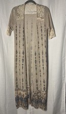 Women's Slate Blue Sequin Lace Long Duster Cardigan/Kimono, Open Front — listing 6