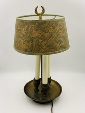 Bouillotte-Style Two-Light Candlestick Table Lamp with Faux Candle Sleeves and Linen Empire Shade — listing 3