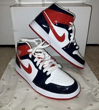 Nike Air Jordan 1 Patent Leather High Top Sneakers - Navy/Red/White