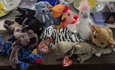 Ty Beanie Babies Lot of Approximately 12 Plush Toys (Mixed Animals)
