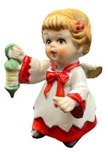 Vintage Bisque Porcelain Christmas Caroler Angel Figurine with Songbook — listing 2