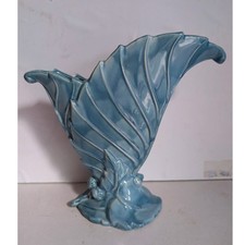 Art Pottery Cornucopia Vase with Hand-Painted Floral Decoration — listing 2