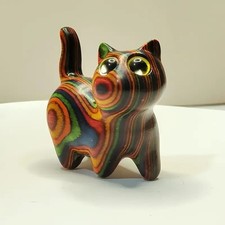 Hand-Painted Wooden Round Step Stool with Folk Art Cats and Birdhouses — listing 4