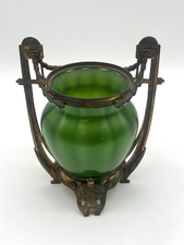 Miniature Emerald Green Glass Twin-Handled Urn Vase