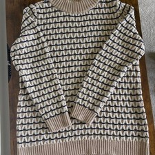 Talbots White Boat Neck Sweater with Black Stripe Hem, 3/4 Sleeve — listing 6