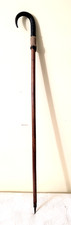 Antique Ebonized Wood Walking Stick Cane with Decorative Silver-Tone Collar — listing 2