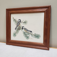 Framed Black-Capped Chickadee Print, Signed Jade, in Rustic Barnwood Frame — listing 5