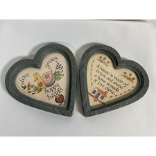 Vintage Cottage Core Triple Heart Wooden Wall Shelf, Tan Stain with Rope & Heart Accent
