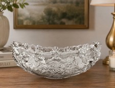 Mikasa Frosted Orchid Oval Glass Dish with Gold Rim — listing 4