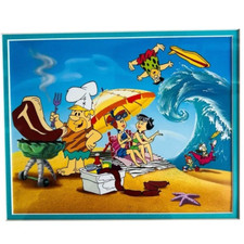 The Flintstones Winter Skating Scene Framed Hanna-Barbera Art Print