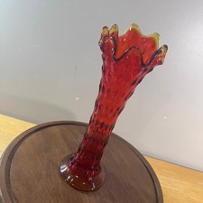 Fenton Amberina Stretch Swung Bud Vase, 18 1/2 inches — listing 3