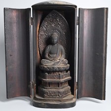Antique Japanese Zushi Portable Buddhist Shrine with Standing Amida Buddha Figure — listing 4