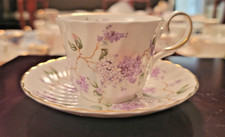 Allyn Nelson Collection Fine Bone China Teacup & Saucer, Purple Violets Pattern — listing 5