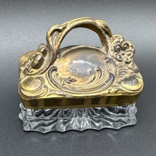Vintage Round Glass Vanity/Serving Tray with Faux-Marble Handles — listing 5