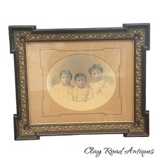 Framed Set of Four Antique Playing Cards (King & Queen) in Ebonized Gold Victorian Frame, 13.25 x 10.5 in — listing 3