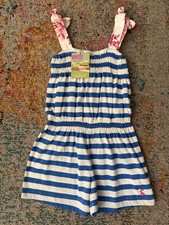 Girls' Tropical Palm Print Sleeveless Romper Playsuit, Size 140 (Age 9/10), Black Ribbed Bodice with Button Detail — listing 6