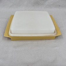 Vintage Tupperware Deviled Egg / Egg Keeper Serving Tray with Domed Lid, Harvest Gold