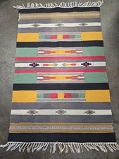 Vintage Southwestern Style Wool Flat-Weave Rug with Figural Yei-Style Motif — listing 6