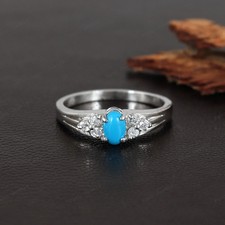 Gold-Tone Ring with Oval Turquoise-Blue Cabochon — listing 5