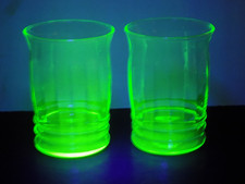 Vintage Green Uranium Glass Optic Panel Tumbler, 4 Inches — listing 5