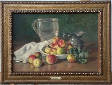Original Impressionist Oil Painting Still Life with Wine Bottles and Glasses, Signed, Gilt Framed — listing 3