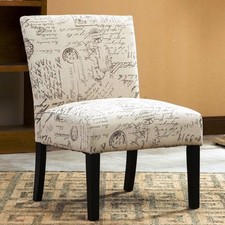 Pair of Armless Slipper Chairs in Rust Paisley Chenille Upholstery — listing 5