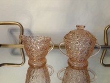 Jeannette Glass Holiday Buttons & Bows Pink Depression Glass Creamer