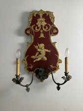 Vintage Italian Giltwood Winged Cherub Putto Two-Arm Wall Sconce — listing 4