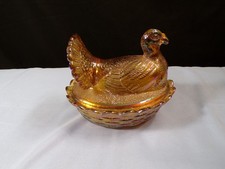 Amber Carnival Glass Turkey Covered Candy/Nut Dish — listing 4
