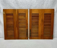 Pair of Dark Green Wooden Louvered Cafe / Shutter Doors with Arched Top Panels — listing 3
