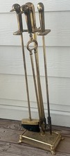 Vintage Brass Fireplace Tool Set with Ball-Top Handles on Stand — listing 3