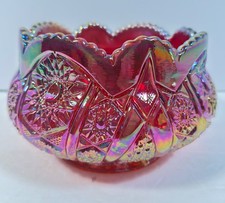 Vintage Red Amberina Carnival Glass Bowl with Sawtooth Rim, 8 inches — listing 6