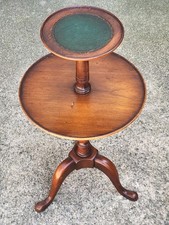 Antique Chippendale-Style Two-Tier Mahogany Dumbwaiter / Muffin Stand with Pie-Crust Carved Galleries