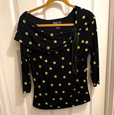Style & Co. Essentials Elbow-Sleeve Boat-Neck Top, Navy with White Polka Dots, Petite Large — listing 3