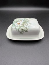Hand-Painted Italian Ceramic Covered Butter Dish with Pink Floral Design — listing 5
