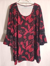 Catherines Women's Cream Floral Lace Tunic Top with Fringe Hem, Size 0X, NWT — listing 6