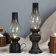 Vintage Kerosene Oil Lamp with Copper/Brass Font Base and Clear Glass Chimney — listing 3