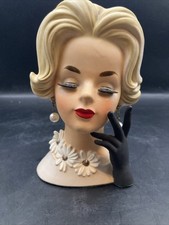 Vintage Napcoware Lady Head Vase with Pearl Jewelry and Upswept Hair — listing 6
