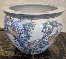 Chinese Famille Rose Porcelain Jardinière with Attached Saucer, Three Star Gods (Fu Lu Shou) Motif — listing 2